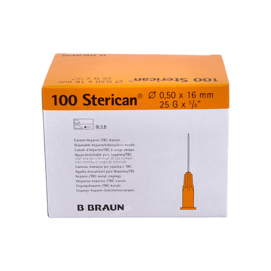 B. Braun Aguja Hipodérmica Sterican 25G 0,50x16 mm Cono Naranja 100 unidades