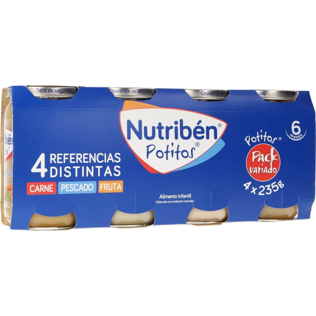 Nutriben Potito Pescado Fruta Carne 4x235g